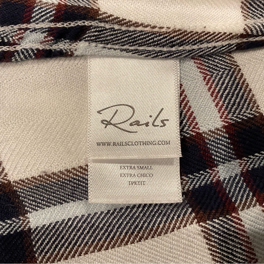 Rails Hunter Flannel Button Up Shirt XS White Marine Plaid Soft Heritage Classic - Picture 9 of 13